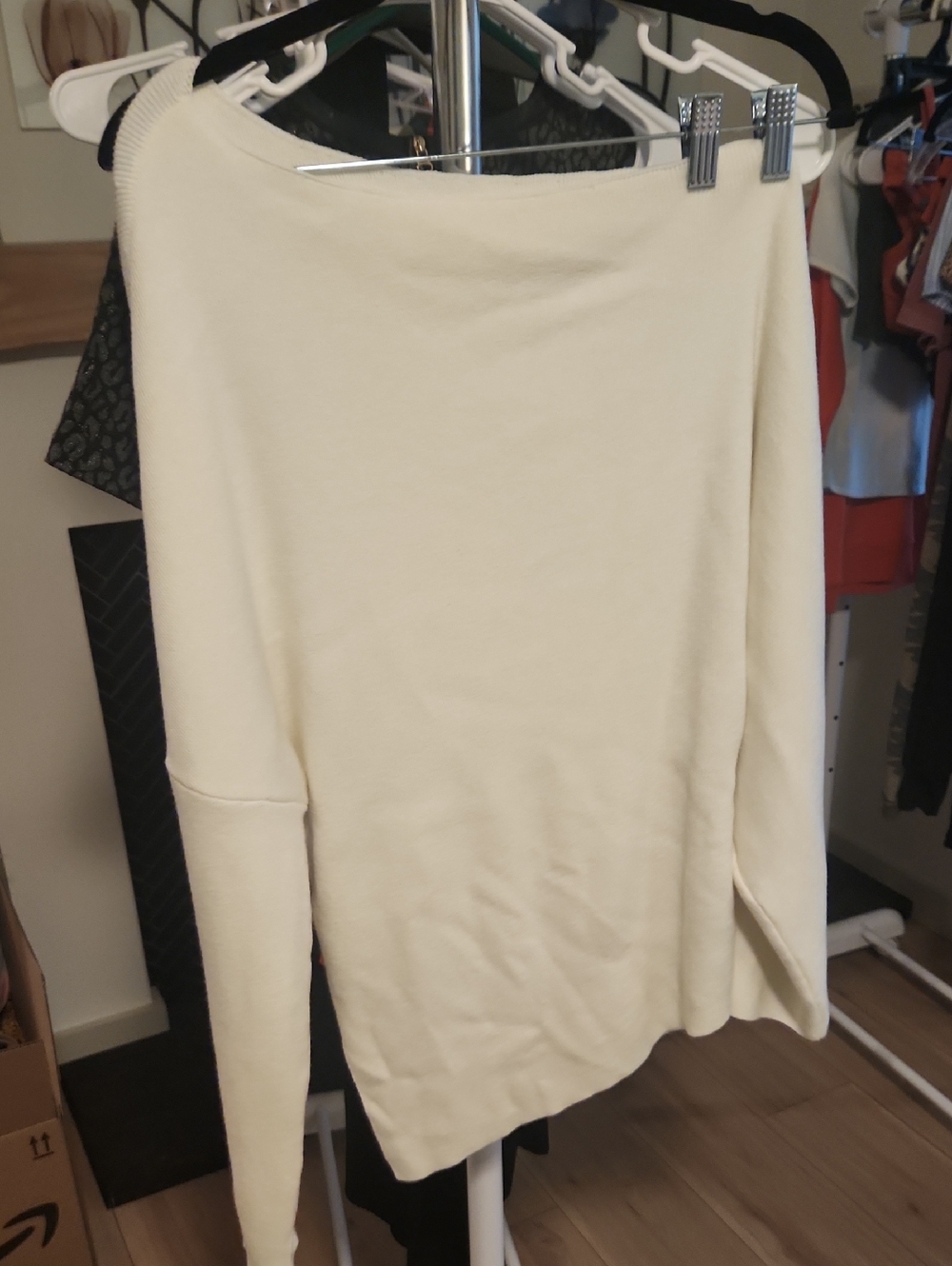 Off The Shoulder Cream Knit Sweater